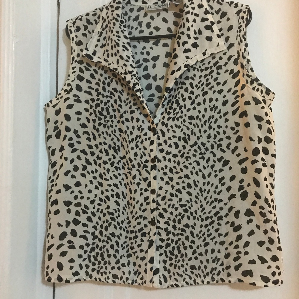 Le Caviar - Animal Print button down top - L